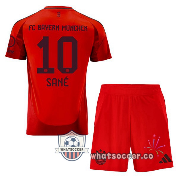 Bayern Munich (Sané 10) Kids Home Soccer Jerseys Red 2024-2025