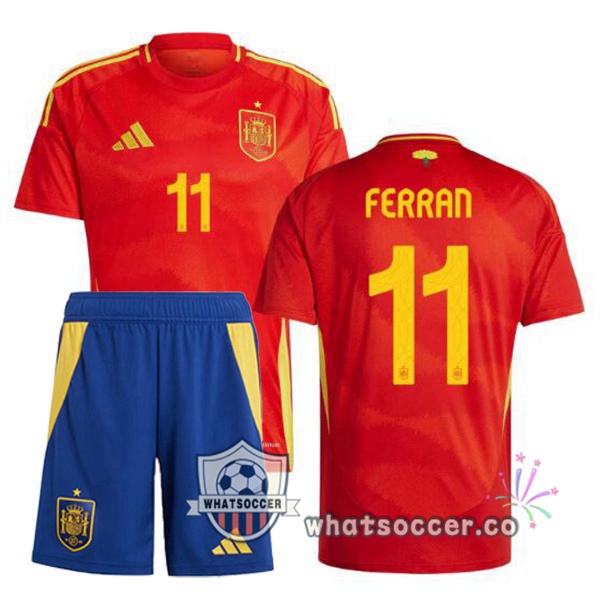 Spain (FERRAN 11) Kids Home Soccer Jerseys Red 2024-2025
