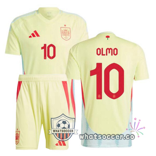 Spain (OLMO 10) Kids Away Soccer Jerseys Yellow 2024-2025