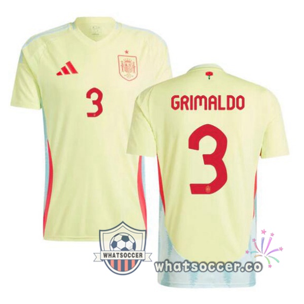 Spain (GRIMALDO 3) Away Soccer Jerseys Yellow 2024-2025