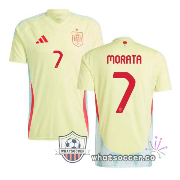 Spain (MORATA 7) Away Soccer Jerseys Yellow 2024-2025