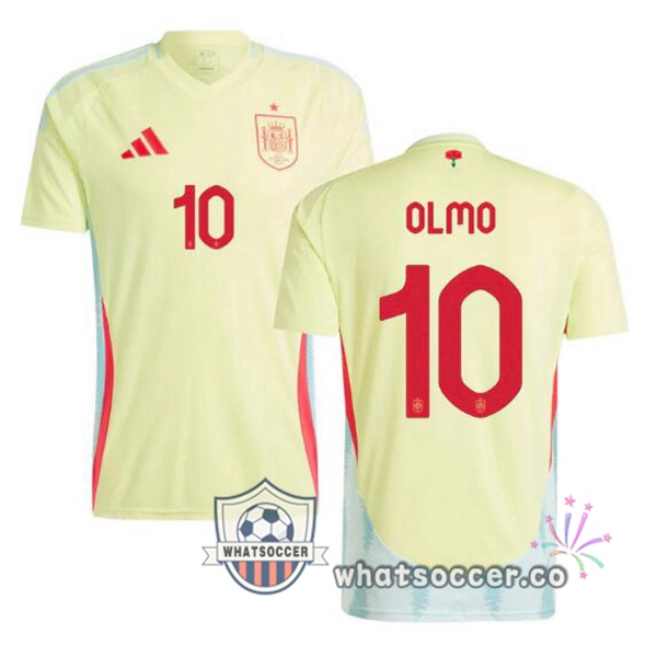 Spain (OLMO 10) Away Soccer Jerseys Yellow 2024-2025