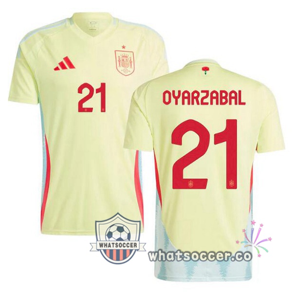 Spain (OYARZABAL 21) Away Soccer Jerseys Yellow 2024-2025