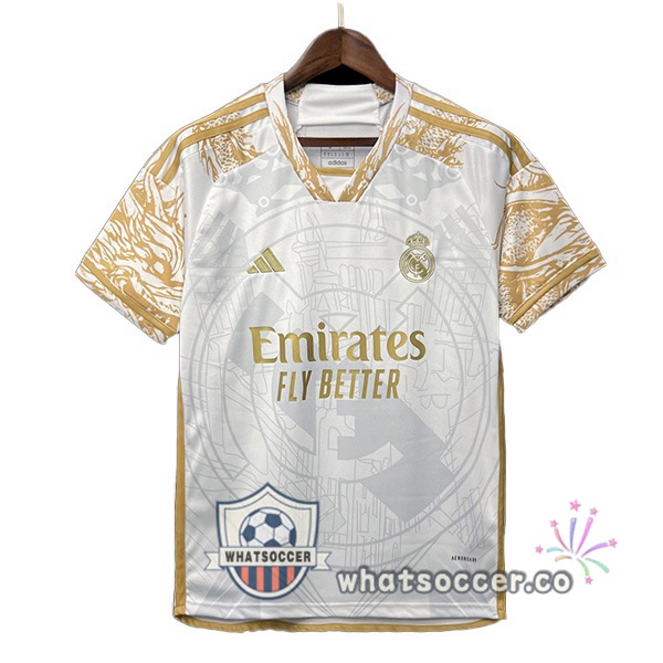 Real Madrid Special Edition Soccer Jerseys White Yellow 2024-2025