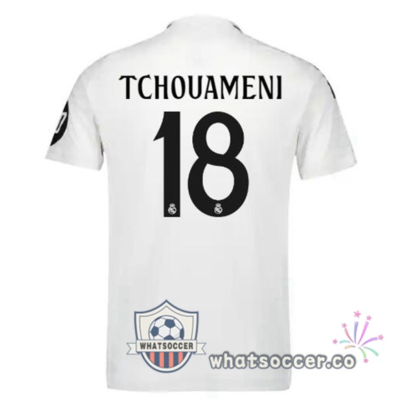 Real Madrid (Tchouameni 18) Home Soccer Jerseys White 2024-2025