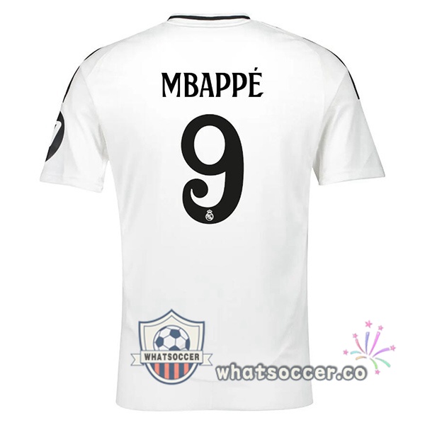 Real Madrid (Mbappé 9) Home Soccer Jerseys White 2024-2025