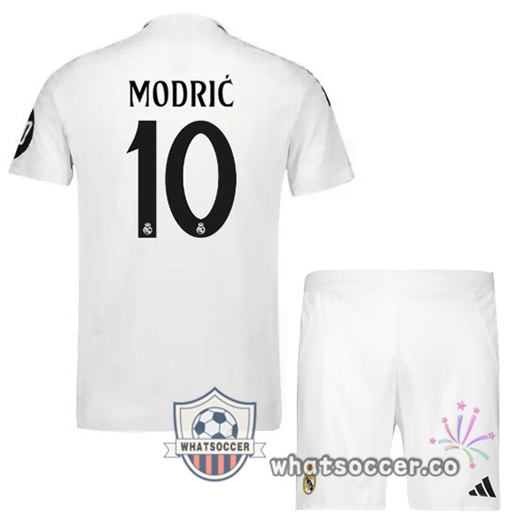 Real Madrid (Modrić 10) Kids Home Soccer Jerseys White 2024-2025