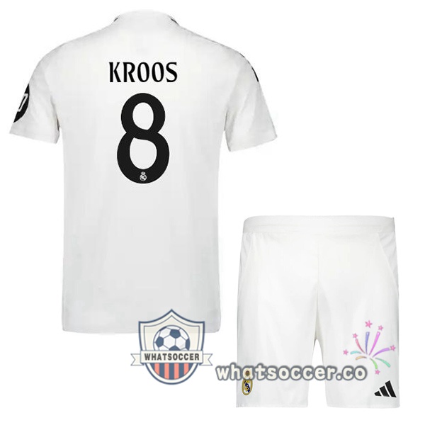 Real Madrid (Kroos 8) Kids Home Soccer Jerseys White 2024-2025