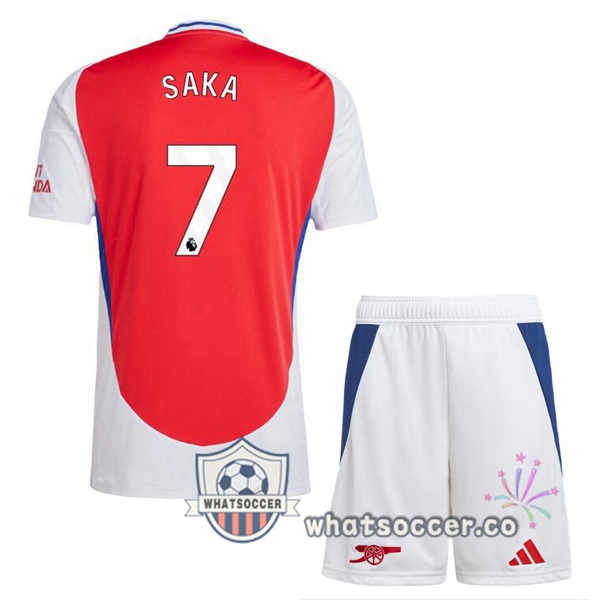 Arsenal (SAKA 7) Kids Home Soccer Jerseys Red White 2024-2025