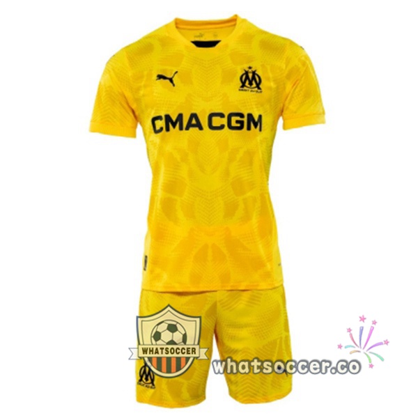 Olympique de Marseille Kids Goalkeeper Soccer Jerseys Yellow 2024-2025