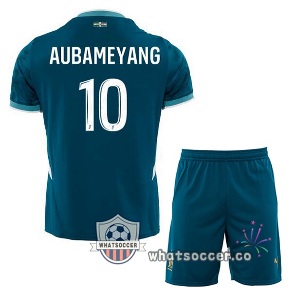 Olympique de Marseille (AUBAMEYANG 10) Kids Away Soccer Jerseys Blue 2024-2025