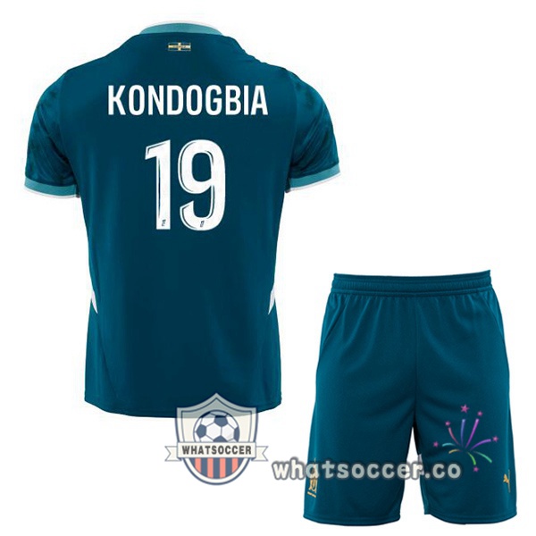 Olympique de Marseille (KONDOGBIA 19) Kids Away Soccer Jerseys Blue 2024-2025
