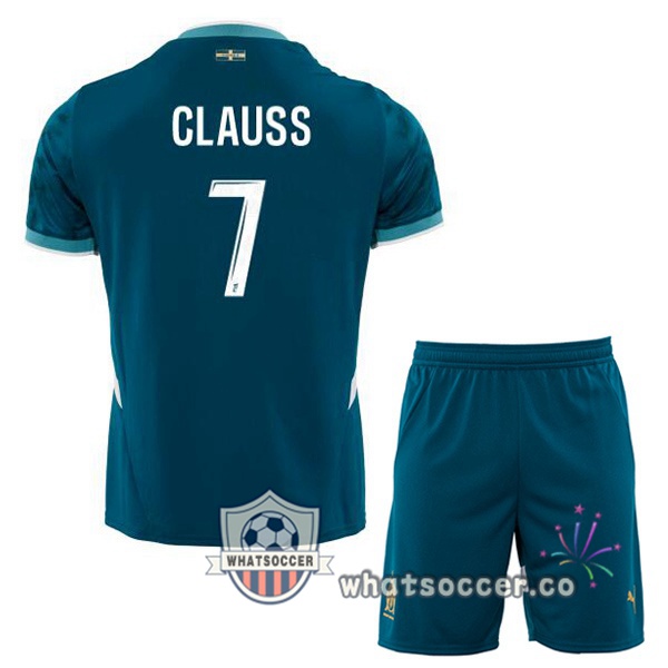 Olympique de Marseille (CLAUSS 7) Kids Away Soccer Jerseys Blue 2024-2025