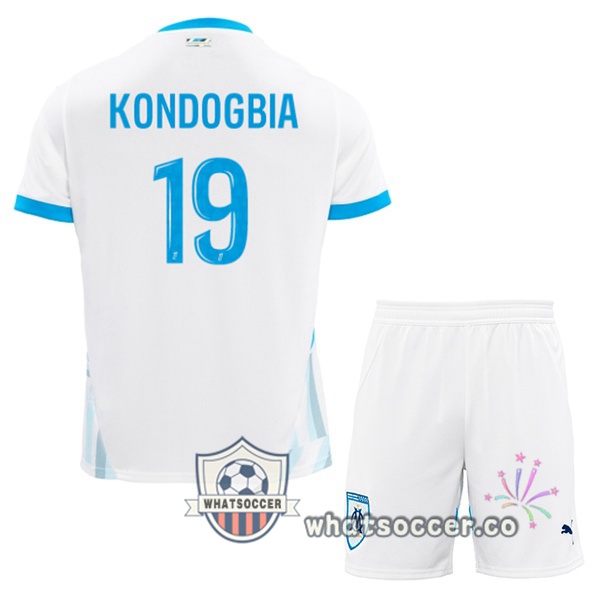 Olympique de Marseille (KONDOGBIA 19) Kids Home Soccer Jerseys White 2024-2025