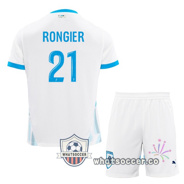 Olympique de Marseille (RONGIER 21) Kids Home Soccer Jerseys White 2024-2025