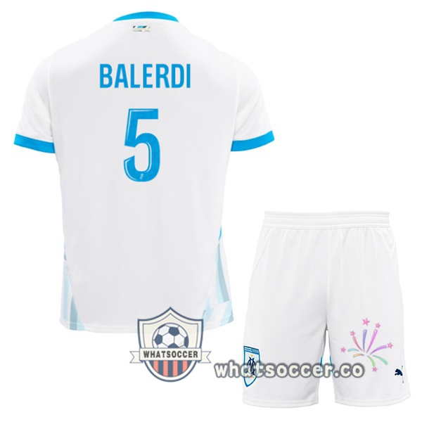 Olympique de Marseille (BALERDI 5) Kids Home Soccer Jerseys White 2024-2025
