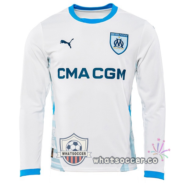 Olympique de Marseille Home Soccer Jerseys Long Sleeve White 2024-2025