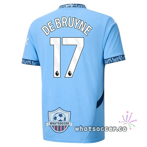 Manchester City (Kevin De Bruyne 17) Home Soccer Jerseys Blue 2024-2025