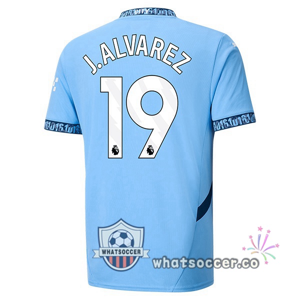 Manchester City (Julián Álvarez 19) Home Soccer Jerseys Blue 2024-2025
