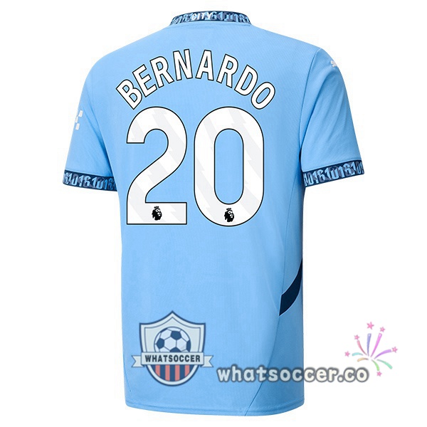 Manchester City (Bernardo Silva 20) Home Soccer Jerseys Blue 2024-2025