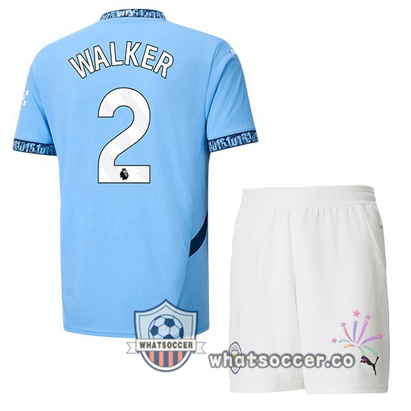 Manchester City (Kyle Walker 2) Kids Home Soccer Jerseys Blue 2024-2025