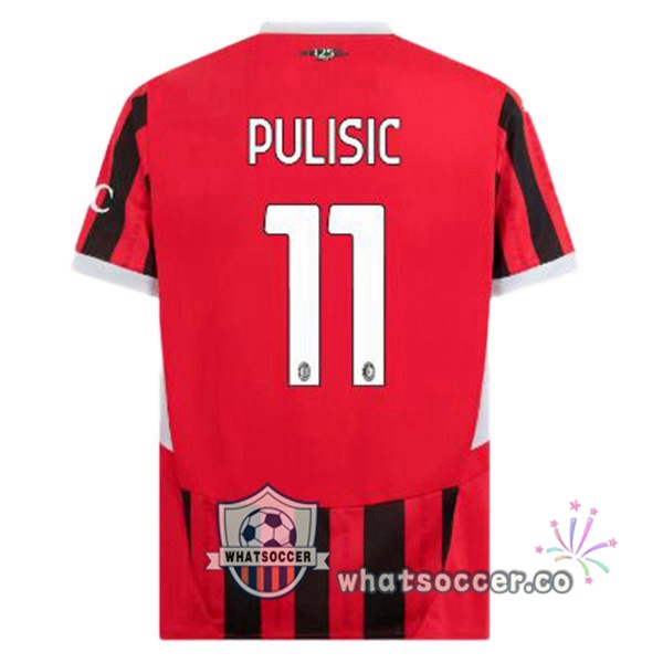 AC Milan (Pulisic 11) Home Soccer Jerseys Red Black 2024-2025