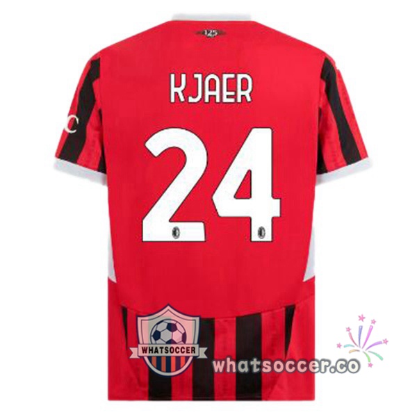 AC Milan (Kjaer 24) Home Soccer Jerseys Red Black 2024-2025