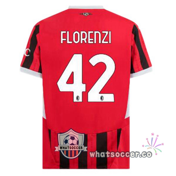 AC Milan (Florenzi 42) Home Soccer Jerseys Red Black 2024-2025