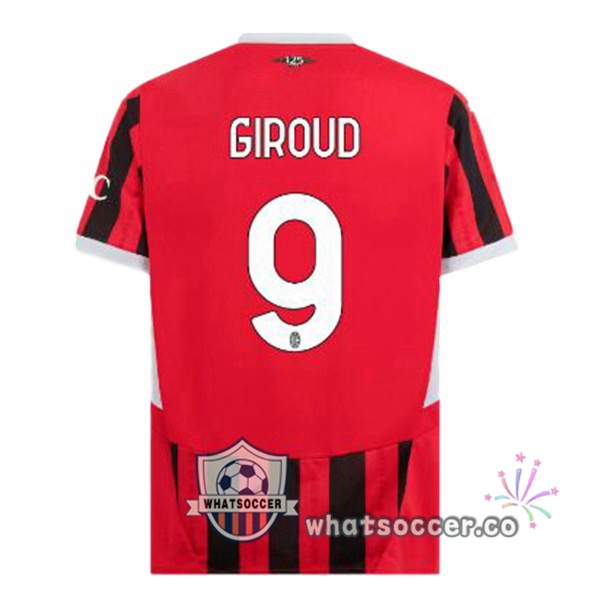 AC Milan (Giroud 9) Home Soccer Jerseys Red Black 2024-2025