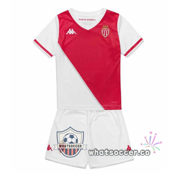AS Monaco Kids Home Soccer Jerseys White Red 2024-2025