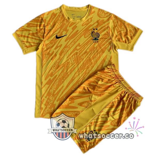 France Kids Goalkeeper Soccer Jerseys Yellow 2024-2025
