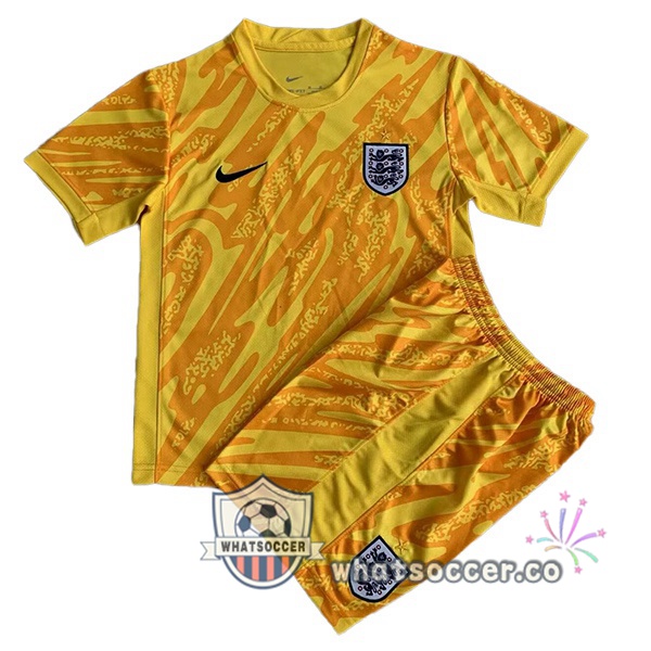 England Kids Goalkeeper Soccer Jerseys Yellow 2024-2025