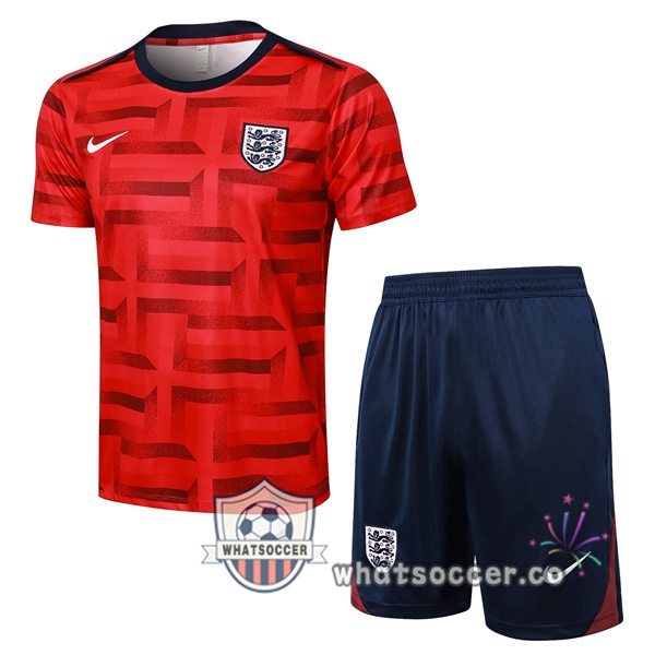 England Training T-Shirts + Shorts Red 2024-2025