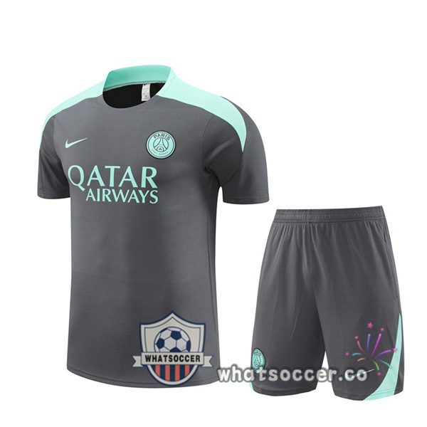 Paris PSG Training T-Shirts + Shorts Gray 2024-2025