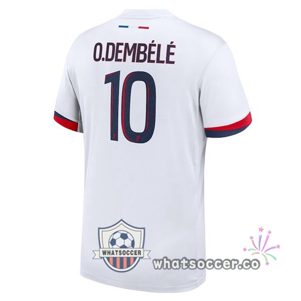 Paris PSG (O.Dembélé 10) Away Soccer Jerseys White 2024-2025