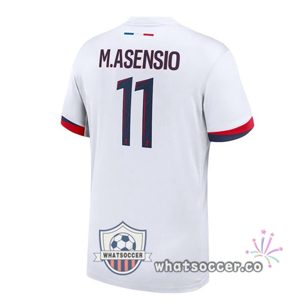 Paris PSG (M.Asensio 11) Away Soccer Jerseys White 2024-2025