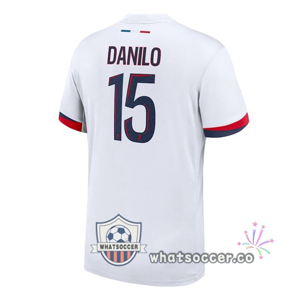 Paris PSG (Danilo 15) Away Soccer Jerseys White 2024-2025