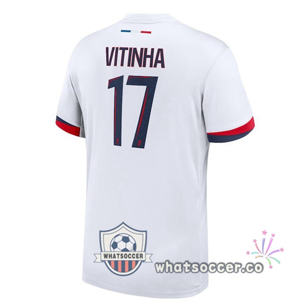 Paris PSG (Vitinha 17) Away Soccer Jerseys White 2024-2025