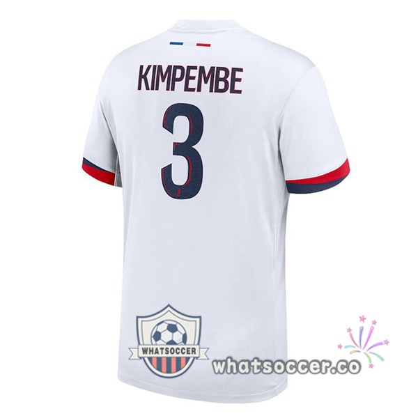 Paris PSG (Kimpembe 3) Away Soccer Jerseys White 2024-2025