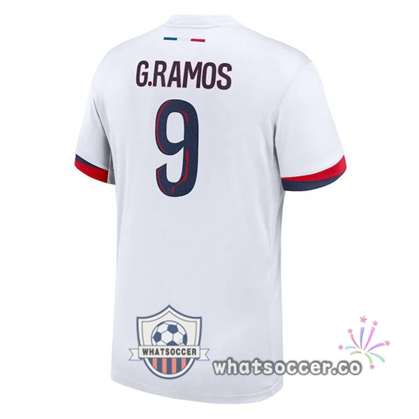 Paris PSG (G.Ramos 9) Away Soccer Jerseys White 2024-2025