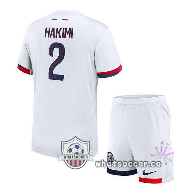 Paris PSG (Hakimi 2) Kids Away Soccer Jerseys White 2024-2025