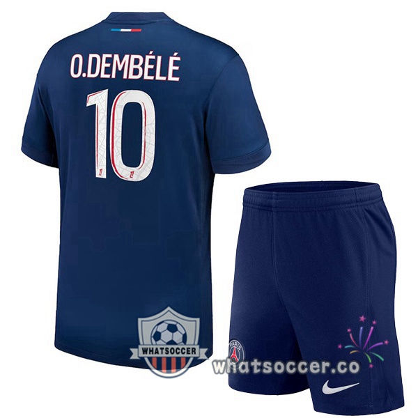 Paris PSG (O.Dembélé 10) Kids Home Soccer Jerseys Blue Royal 2024-2025