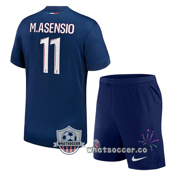 Paris PSG (M.Asensio 11) Kids Home Soccer Jerseys Blue Royal 2024-2025