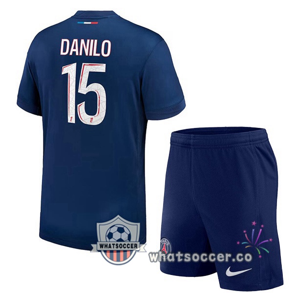 Paris PSG (Danilo 15) Kids Home Soccer Jerseys Blue Royal 2024-2025