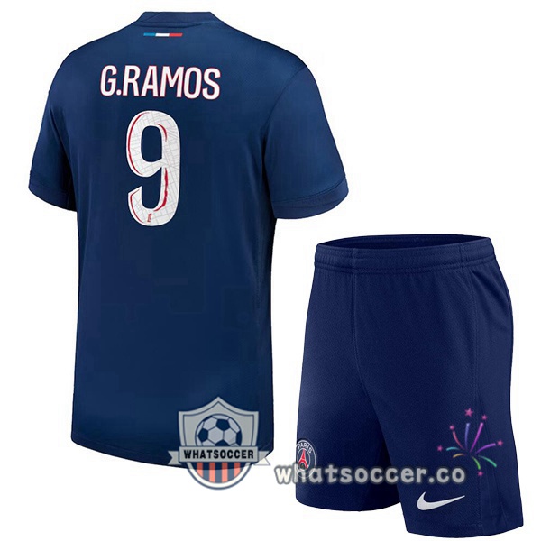 Paris PSG (G.Ramos 9) Kids Home Soccer Jerseys Blue Royal 2024-2025