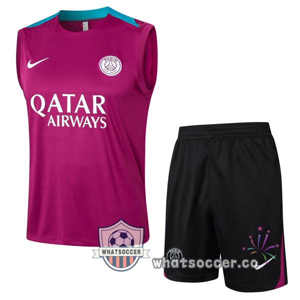 Paris PSG Soccer Vest + Shorts Purple 2024-2025