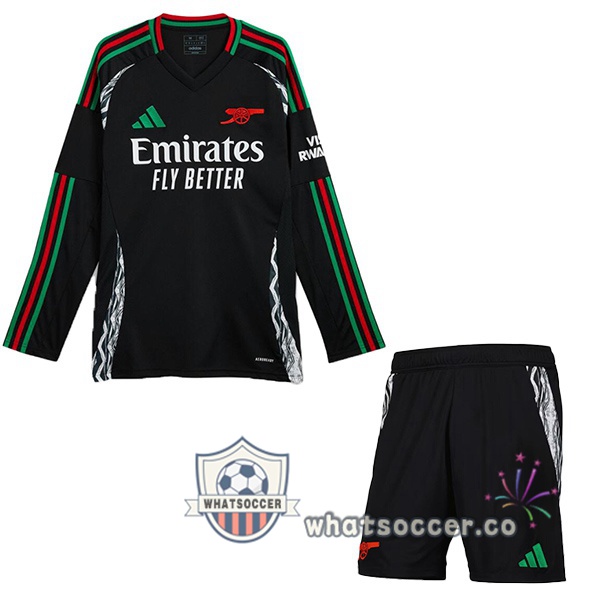 Arsenal Kids Away Soccer Jerseys Long Sleeve Black 2024-2025