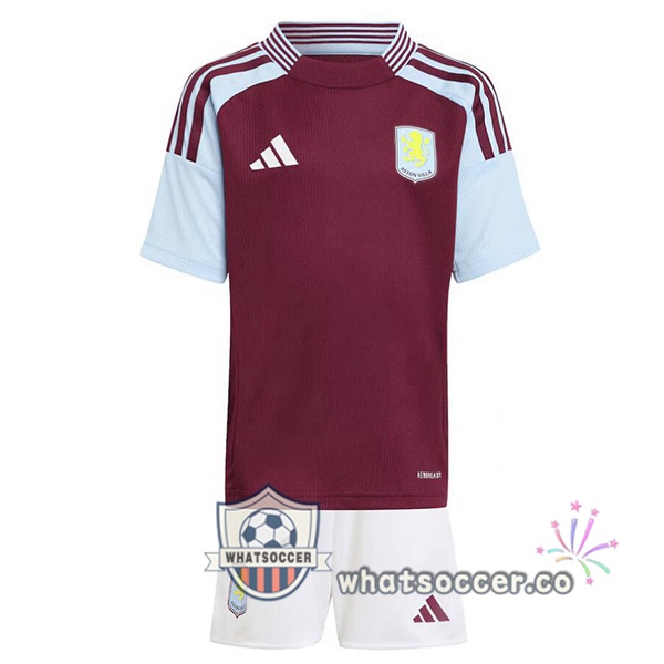 Aston Villa Kids Home Soccer Jerseys Red 2024-2025