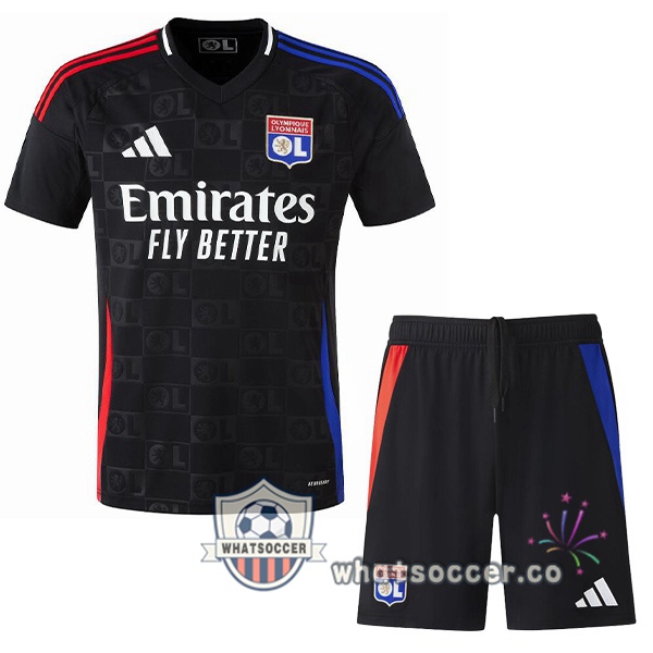 Olympique Lyonnais Kids Away Soccer Jerseys Black 2024-2025