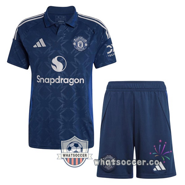 Manchester United Kids Away Soccer Jerseys Blue 2024-2025